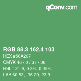 カラーコード: RGB 88.3 162.4 103 | qconv.com