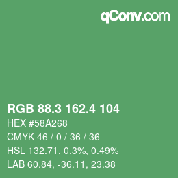 カラーコード: RGB 88.3 162.4 104 | qconv.com