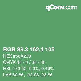 カラーコード: RGB 88.3 162.4 105 | qconv.com