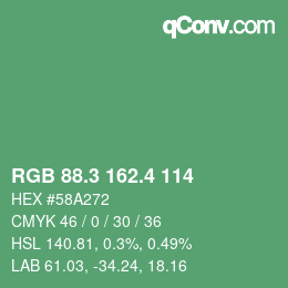 カラーコード: RGB 88.3 162.4 114 | qconv.com