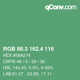 カラーコード: RGB 88.3 162.4 116 | qconv.com