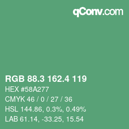 カラーコード: RGB 88.3 162.4 119 | qconv.com