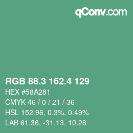 カラーコード: RGB 88.3 162.4 129 | qconv.com