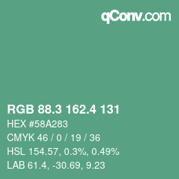 カラーコード: RGB 88.3 162.4 131 | qconv.com