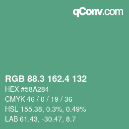 カラーコード: RGB 88.3 162.4 132 | qconv.com