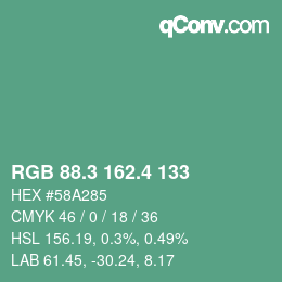 カラーコード: RGB 88.3 162.4 133 | qconv.com