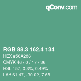 カラーコード: RGB 88.3 162.4 134 | qconv.com