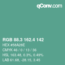 カラーコード: RGB 88.3 162.4 142 | qconv.com