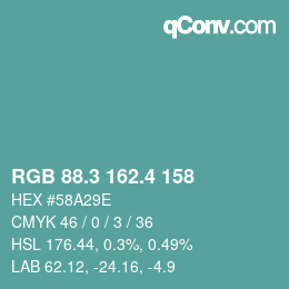 カラーコード: RGB 88.3 162.4 158 | qconv.com