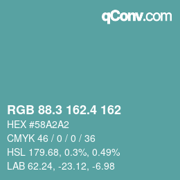 カラーコード: RGB 88.3 162.4 162 | qconv.com