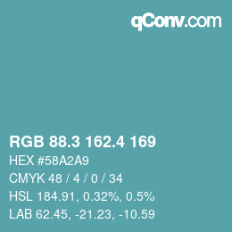 カラーコード: RGB 88.3 162.4 169 | qconv.com