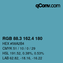 カラーコード: RGB 88.3 162.4 180 | qconv.com