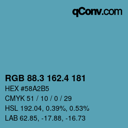 カラーコード: RGB 88.3 162.4 181 | qconv.com