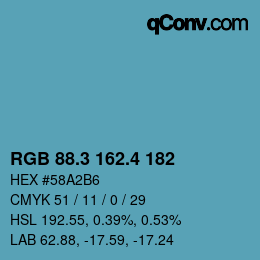 カラーコード: RGB 88.3 162.4 182 | qconv.com
