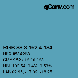 カラーコード: RGB 88.3 162.4 184 | qconv.com