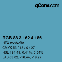 カラーコード: RGB 88.3 162.4 186 | qconv.com