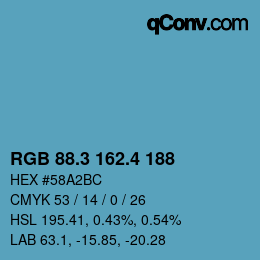 カラーコード: RGB 88.3 162.4 188 | qconv.com