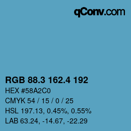 カラーコード: RGB 88.3 162.4 192 | qconv.com