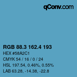 カラーコード: RGB 88.3 162.4 193 | qconv.com