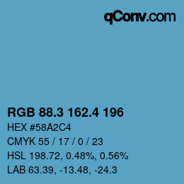カラーコード: RGB 88.3 162.4 196 | qconv.com