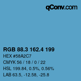 カラーコード: RGB 88.3 162.4 199 | qconv.com