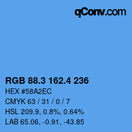 カラーコード: RGB 88.3 162.4 236 | qconv.com