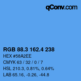 カラーコード: RGB 88.3 162.4 238 | qconv.com