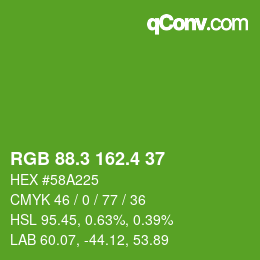 カラーコード: RGB 88.3 162.4 37 | qconv.com