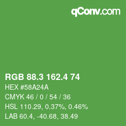 カラーコード: RGB 88.3 162.4 74 | qconv.com