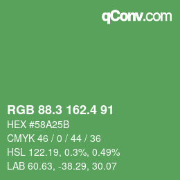 カラーコード: RGB 88.3 162.4 91 | qconv.com