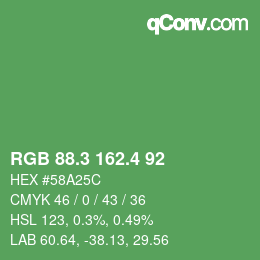 カラーコード: RGB 88.3 162.4 92 | qconv.com