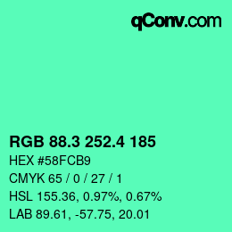 カラーコード: RGB 88.3 252.4 185 | qconv.com