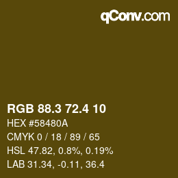 カラーコード: RGB 88.3 72.4 10 | qconv.com