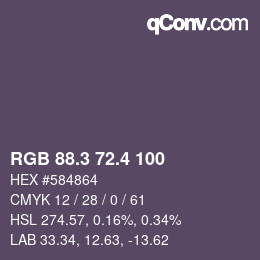 カラーコード: RGB 88.3 72.4 100 | qconv.com