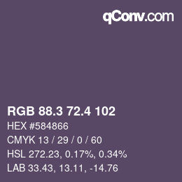 カラーコード: RGB 88.3 72.4 102 | qconv.com