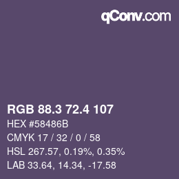 カラーコード: RGB 88.3 72.4 107 | qconv.com