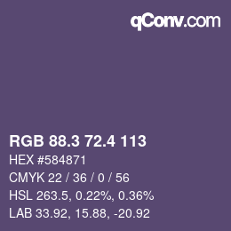カラーコード: RGB 88.3 72.4 113 | qconv.com