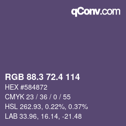 カラーコード: RGB 88.3 72.4 114 | qconv.com