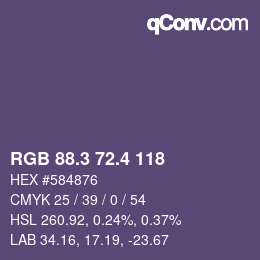 カラーコード: RGB 88.3 72.4 118 | qconv.com