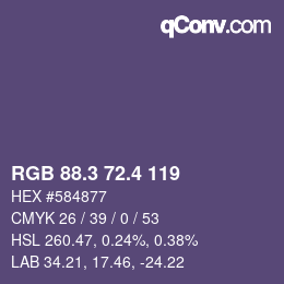 カラーコード: RGB 88.3 72.4 119 | qconv.com