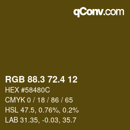 カラーコード: RGB 88.3 72.4 12 | qconv.com
