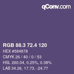カラーコード: RGB 88.3 72.4 120 | qconv.com