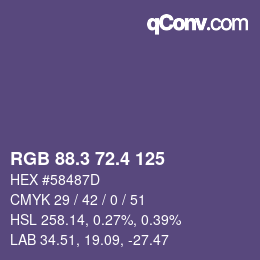 カラーコード: RGB 88.3 72.4 125 | qconv.com