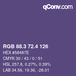 カラーコード: RGB 88.3 72.4 126 | qconv.com