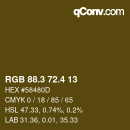 カラーコード: RGB 88.3 72.4 13 | qconv.com