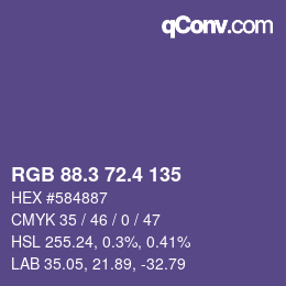 カラーコード: RGB 88.3 72.4 135 | qconv.com