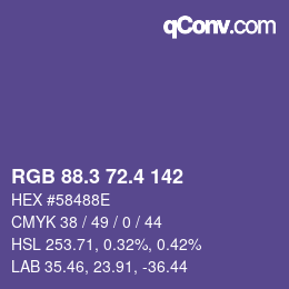 カラーコード: RGB 88.3 72.4 142 | qconv.com