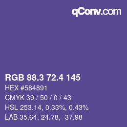 カラーコード: RGB 88.3 72.4 145 | qconv.com