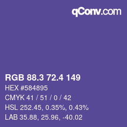 カラーコード: RGB 88.3 72.4 149 | qconv.com