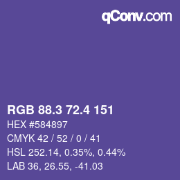 カラーコード: RGB 88.3 72.4 151 | qconv.com